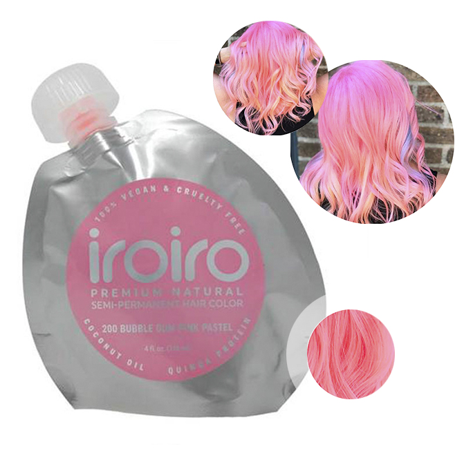Купить розовую краску. Iro Iro краска для волос розовая. Iroiro 200 Bubble Gum Pink. Iroiro, Семиперманентный краситель №200, Bubble Gum Pink, 118 мл. Iroiro краска для волос палитра.