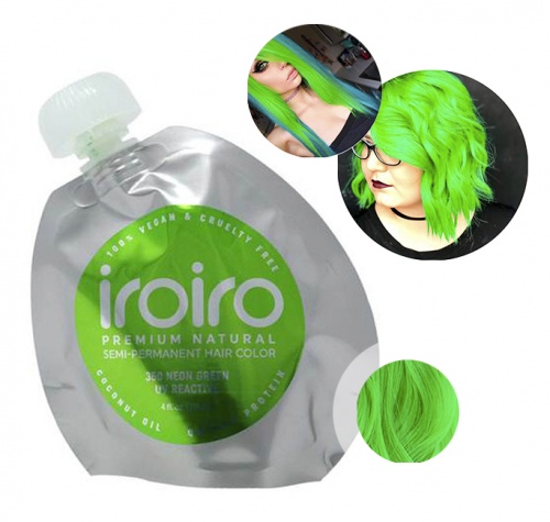 Краска для волос iroiro 350 neon green неоновый зеленый, 118 ml