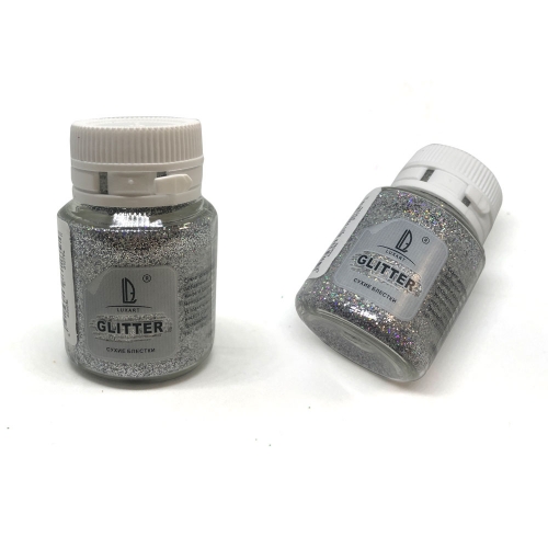 Декоративные сухие блестки Luxart LuxGlitter голографическое серебро, 20 ml