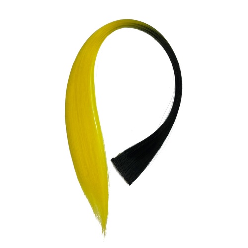 цветная прядь на заколке черно-желтая рм17, 50cm