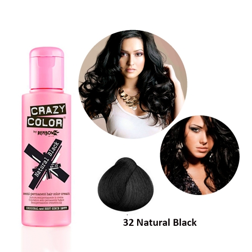 Краска для волос Crazy Color 32 Natural Black шоколад, 100 ml
