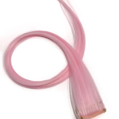 Цветные пряди на заколке светло-розовый, 50cm X 10шт